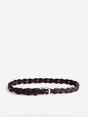 NWT Madewell Braided Belt 100% Leather Dark Carob Brown Sz Medium/Large